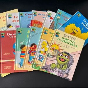 Vintage Sesame Street French Kids Book Set - Colorful Story Collection